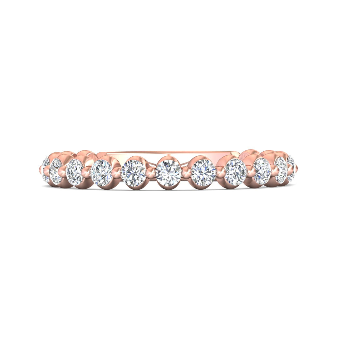 14K Gold Pink Channel/Shared Prong Wedding Band from the Channel/Shared Prong collection - DWBSP9-.50-1_14KP