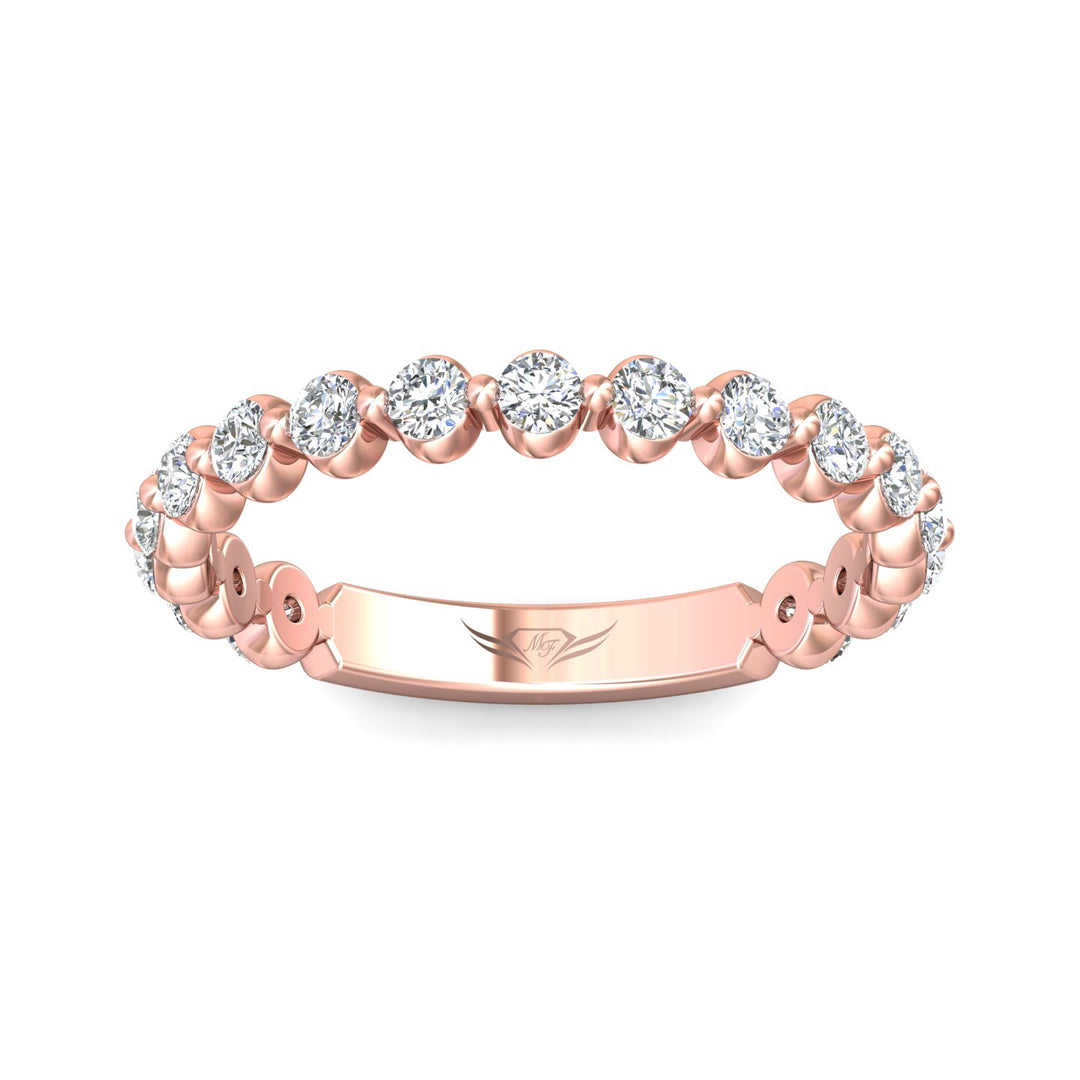 14K Gold Pink Channel/Shared Prong Wedding Band from the Channel/Shared Prong collection - DWBSP9-.50-1_14KP