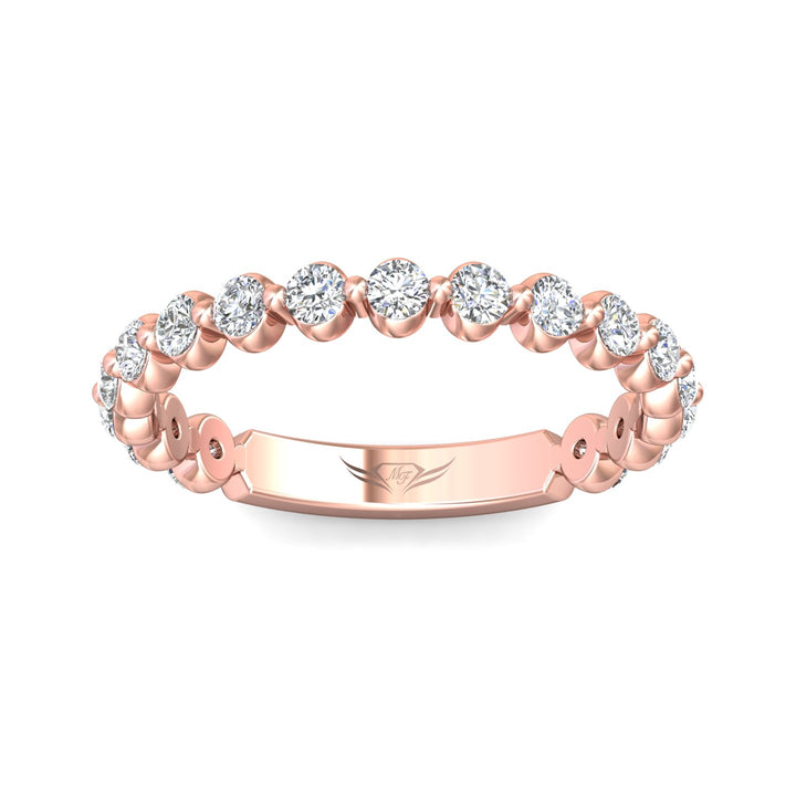 14K Gold Pink Channel/Shared Prong Wedding Band from the Channel/Shared Prong collection - DWBSP9-.50-1_14KP