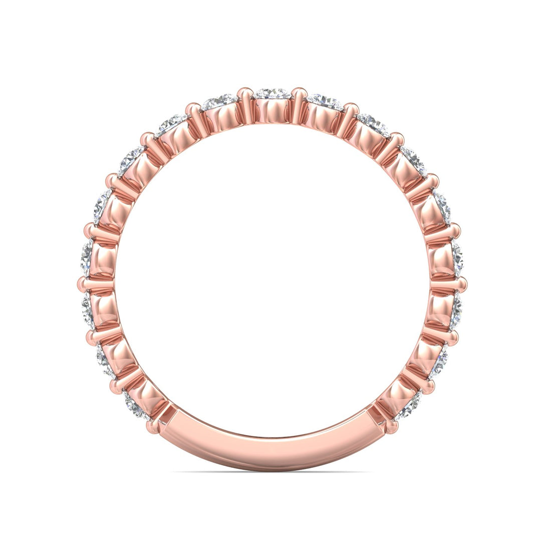 14K Gold Pink Channel/Shared Prong Wedding Band from the Channel/Shared Prong collection - DWBSP9-.50-1_14KP