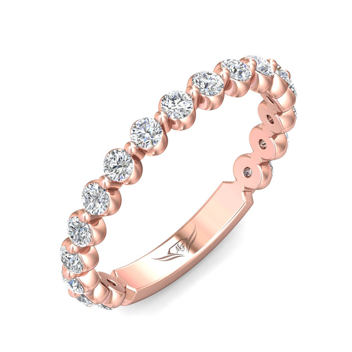14K Gold Pink Channel/Shared Prong Wedding Band from the Channel/Shared Prong collection - DWBSP9-.50-1_14KP