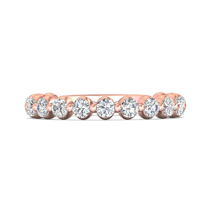 14K Gold Pink Channel/Shared Prong Wedding Band from the Channel/Shared Prong collection - DWBSP9-.75-1_14KP