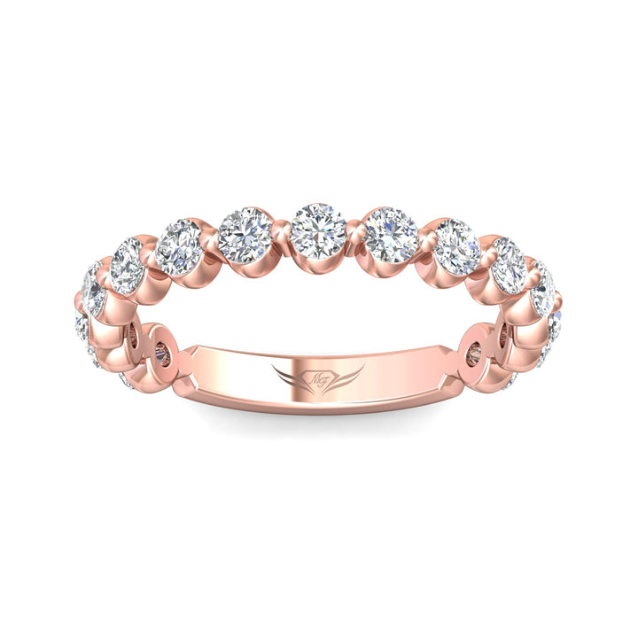 14K Gold Pink Channel/Shared Prong Wedding Band from the Channel/Shared Prong collection - DWBSP9-.75-1_14KP