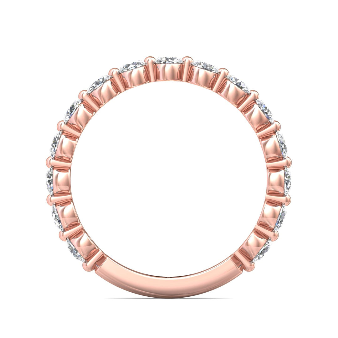 14K Gold Pink Channel/Shared Prong Wedding Band from the Channel/Shared Prong collection - DWBSP9-.75-1_14KP