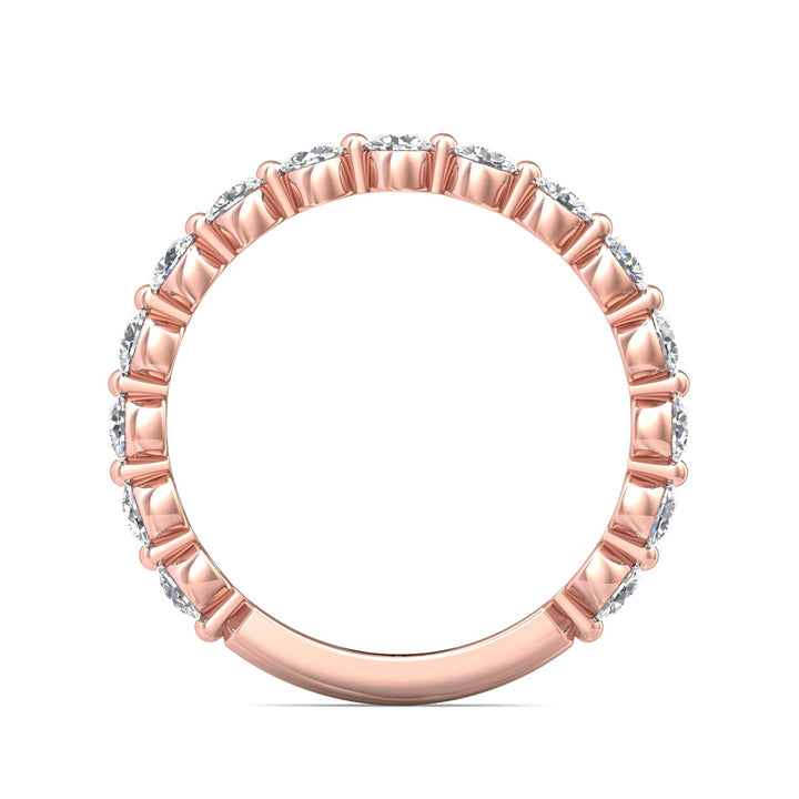 14K Gold Pink Channel/Shared Prong Wedding Band from the Channel/Shared Prong collection - DWBSP9-.75-1_14KP