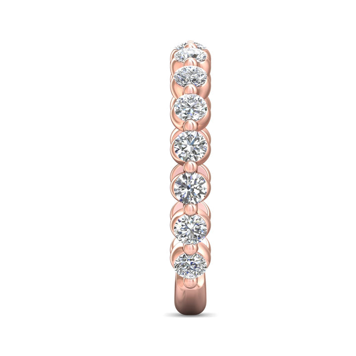 14K Gold Pink Channel/Shared Prong Wedding Band from the Channel/Shared Prong collection - DWBSP9-.75-1_14KP