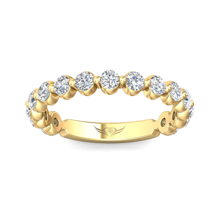 14K Gold Yellow Channel/Shared Prong Wedding Band from the Channel/Shared Prong collection - DWBSP9-.75-1_14KY