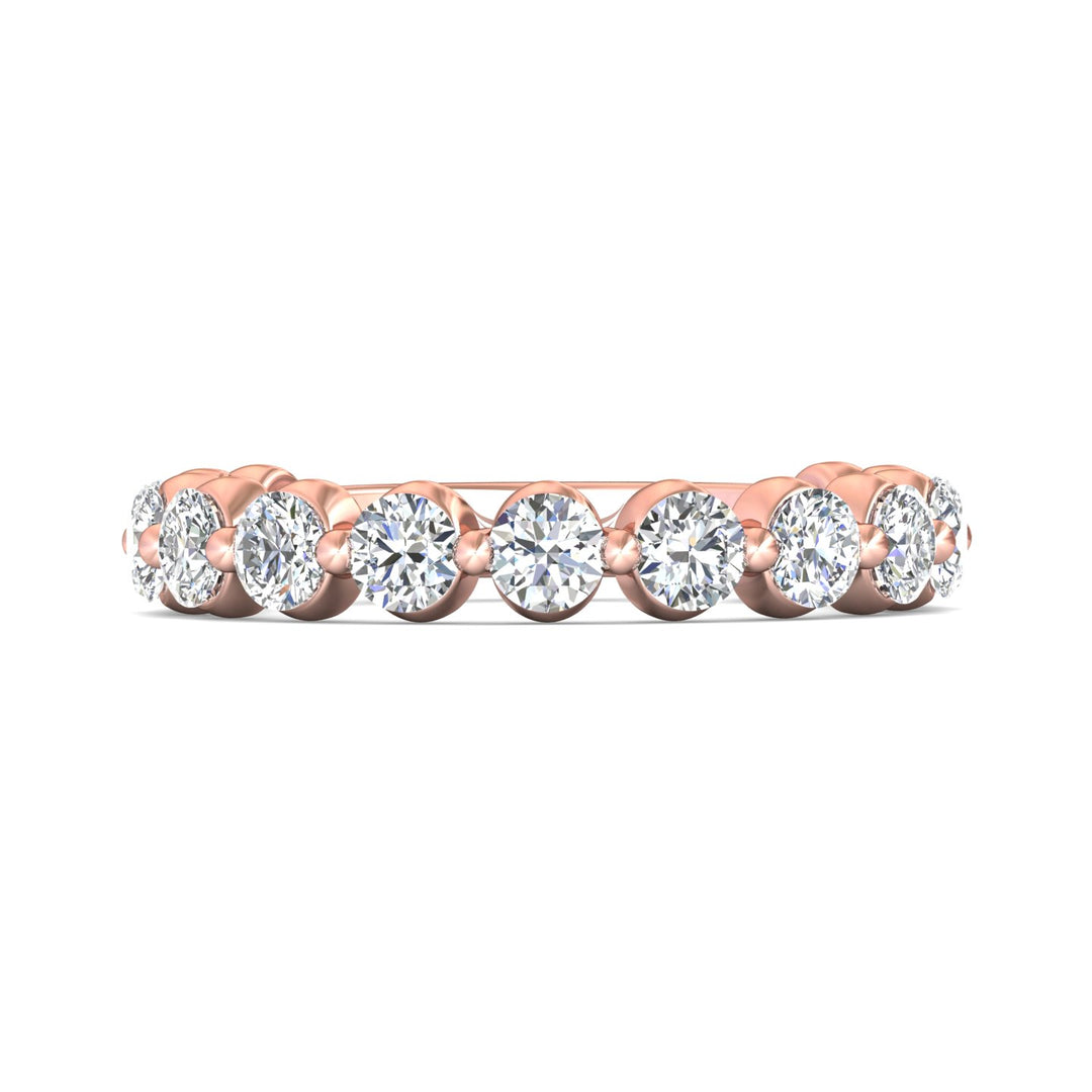 14K Gold Pink Channel/Shared Prong Wedding Band from the Channel/Shared Prong collection - DWBSP9-1.00-1_14KP