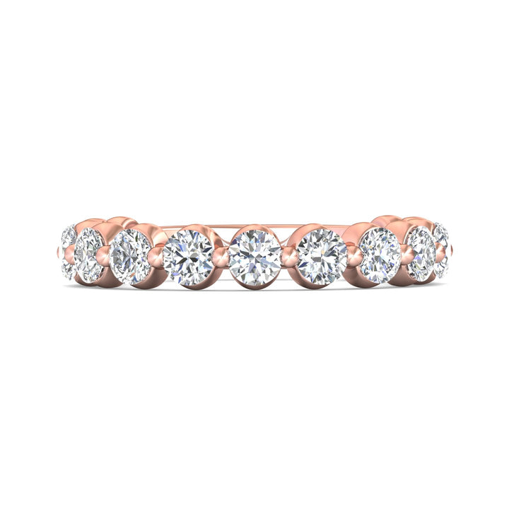 14K Gold Pink Channel/Shared Prong Wedding Band from the Channel/Shared Prong collection - DWBSP9-1.00-1_14KP