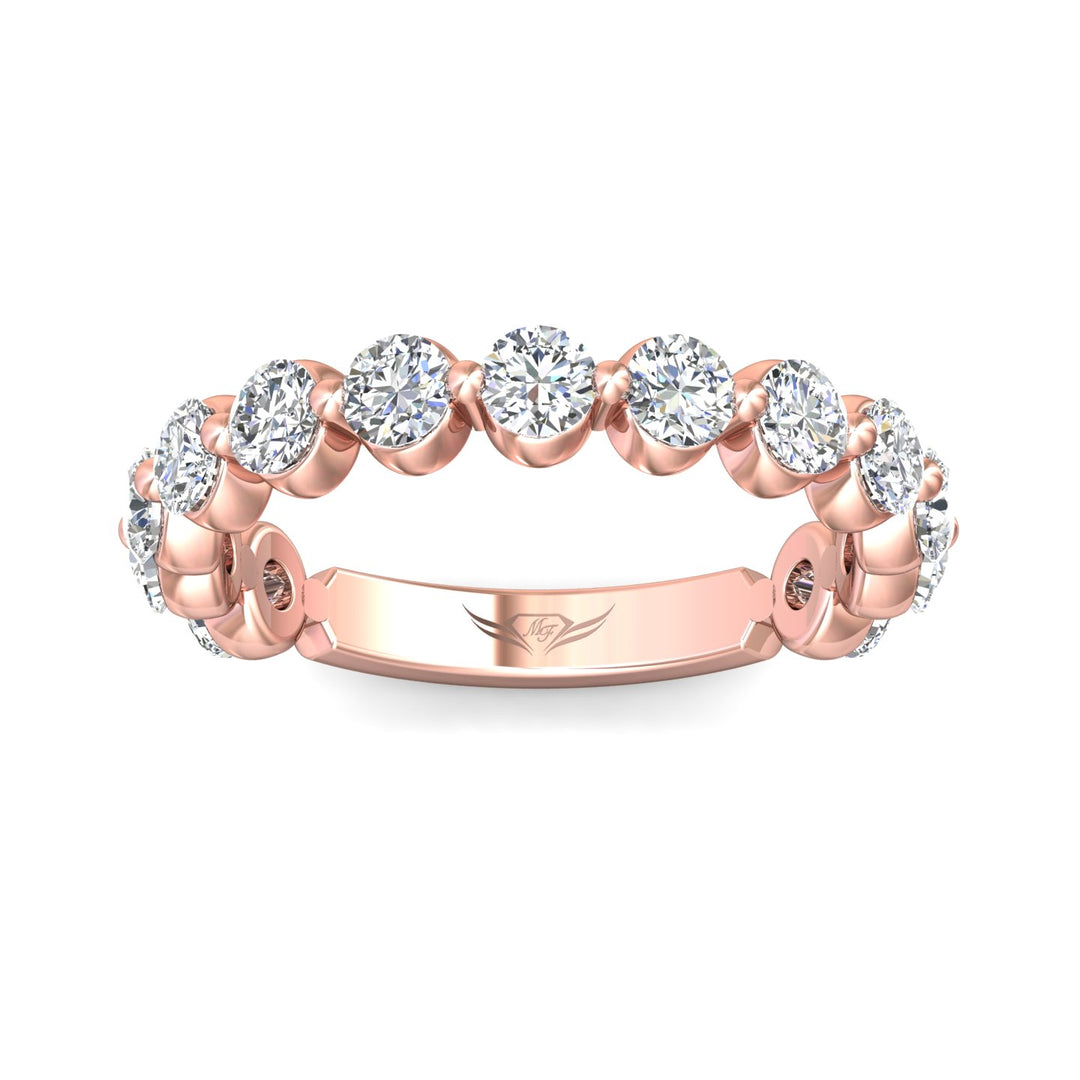14K Gold Pink Channel/Shared Prong Wedding Band from the Channel/Shared Prong collection - DWBSP9-1.00-1_14KP