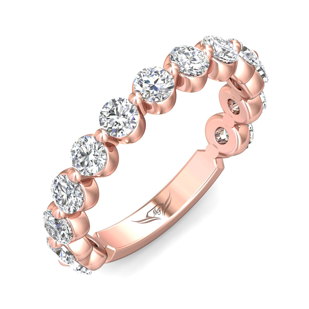 14K Gold Pink Channel/Shared Prong Wedding Band from the Channel/Shared Prong collection - DWBSP9-1.00-1_14KP