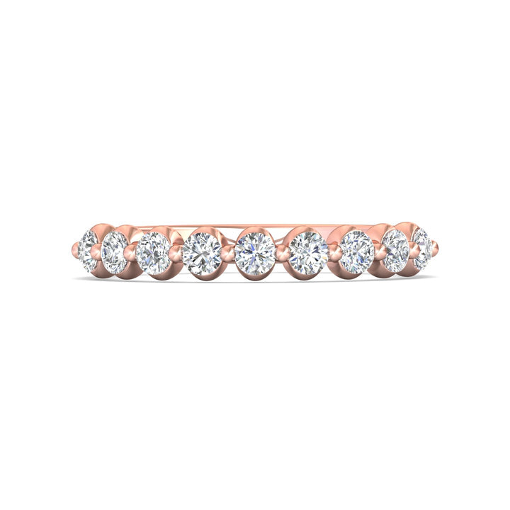 14K Gold Pink Channel/Shared Prong Wedding Band from the Channel/Shared Prong collection - DWBSP9-9-.50_14KP