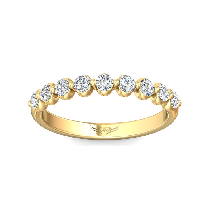 18K Gold Yellow Channel/Shared Prong Wedding Band from the Channel/Shared Prong collection - DWBSP9-9-.50_18KY
