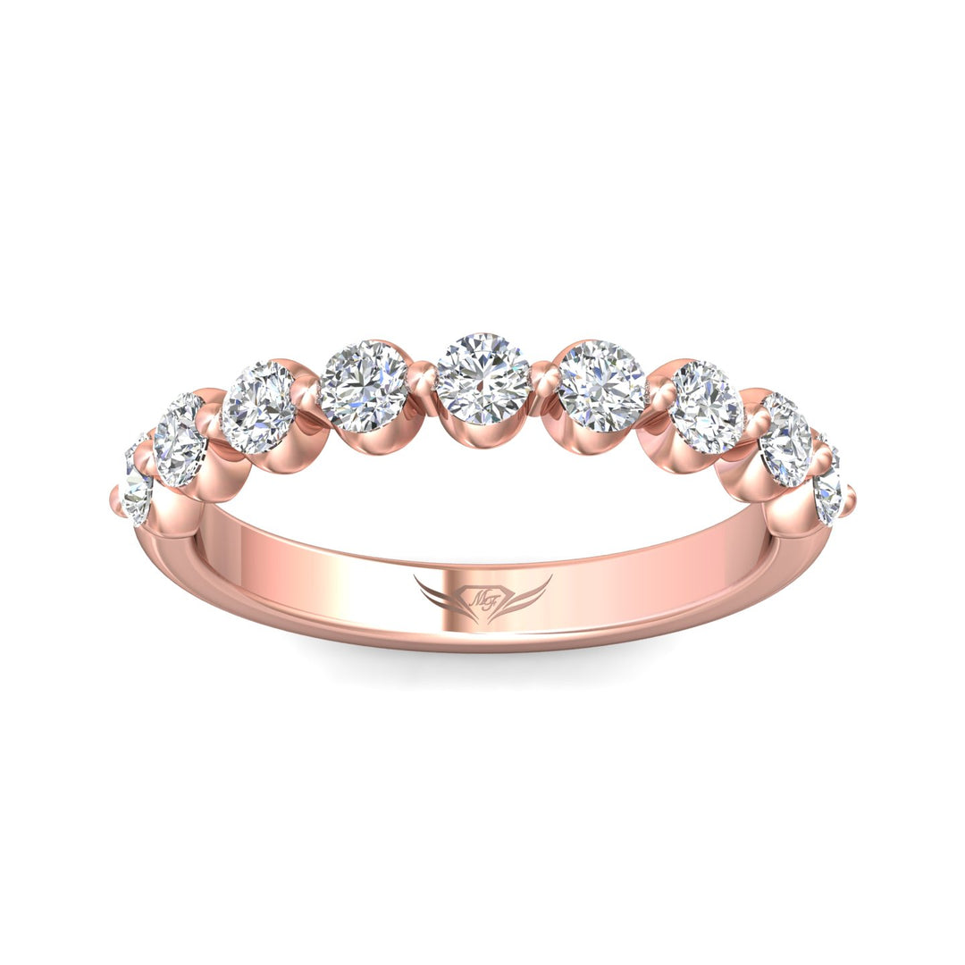 14K Gold Pink Channel/Shared Prong Wedding Band from the Channel/Shared Prong collection - DWBSP9-9-.75_14KP