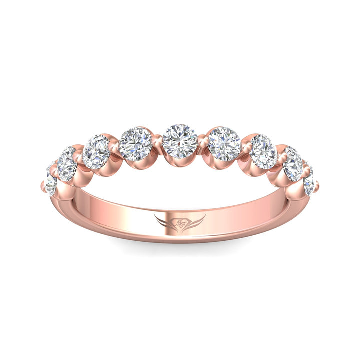14K Gold Pink Channel/Shared Prong Wedding Band from the Channel/Shared Prong collection - DWBSP9-9-.75_14KP