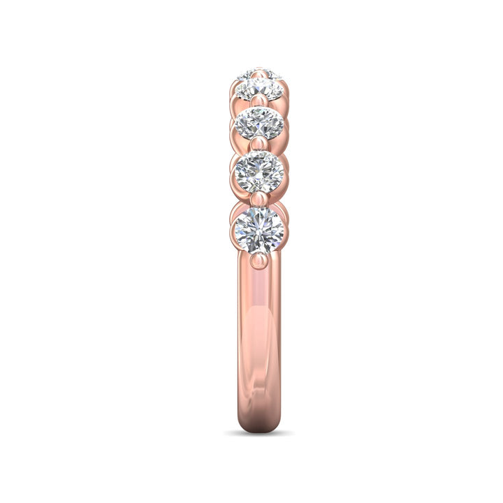 14K Gold Pink Channel/Shared Prong Wedding Band from the Channel/Shared Prong collection - DWBSP9-9-.75_14KP