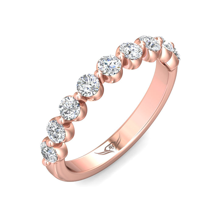 14K Gold Pink Channel/Shared Prong Wedding Band from the Channel/Shared Prong collection - DWBSP9-9-.75_14KP