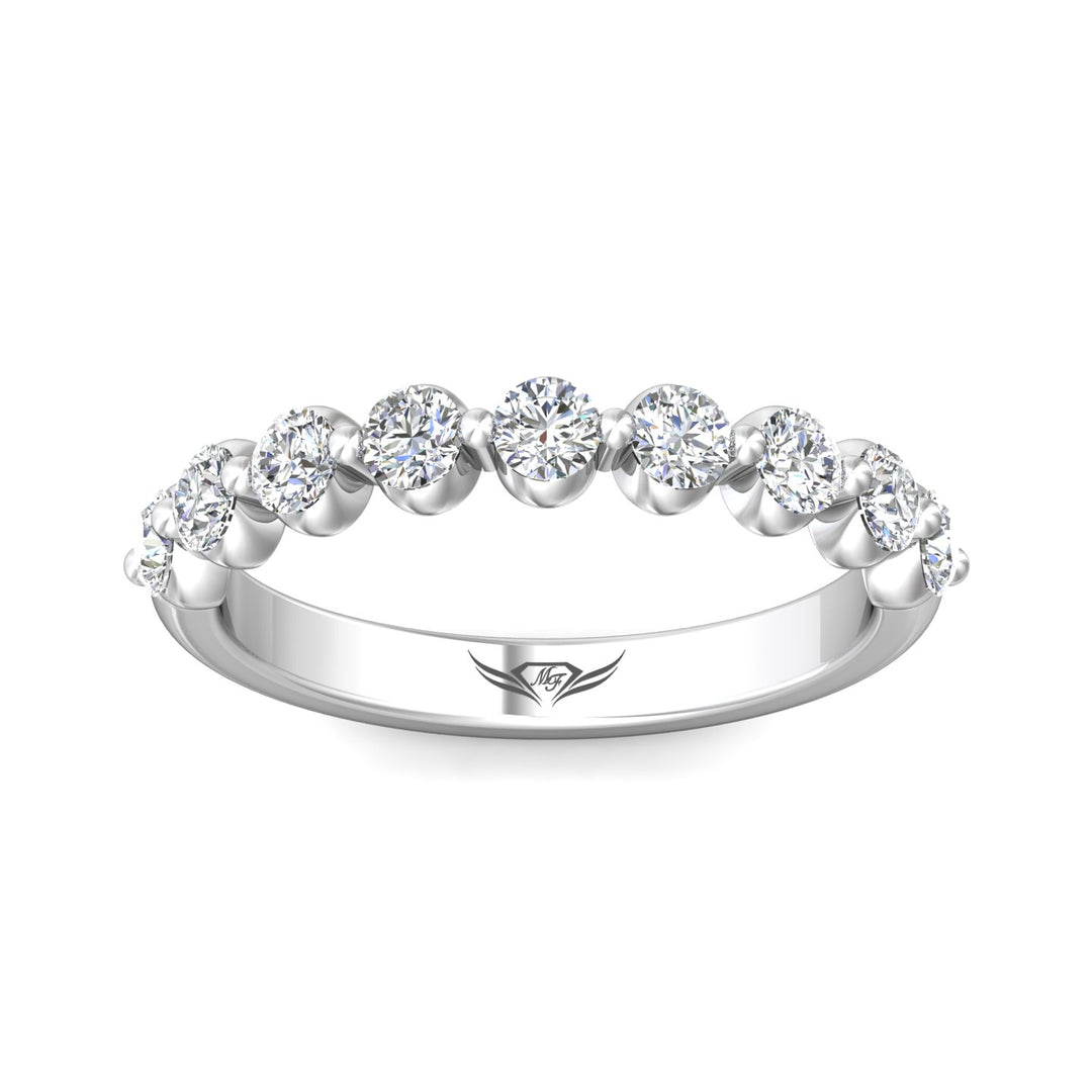 Platinum White Channel/Shared Prong Wedding Band from the Channel/Shared Prong collection - DWBSP9-9-.75_PlatW