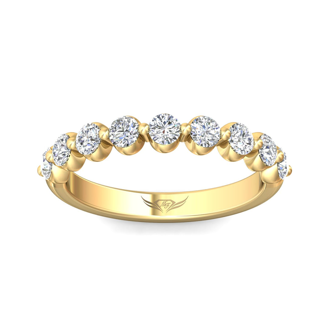 14K Gold Yellow Channel/Shared Prong Wedding Band from the Channel/Shared Prong collection - DWBSP9-9-.75_14KY