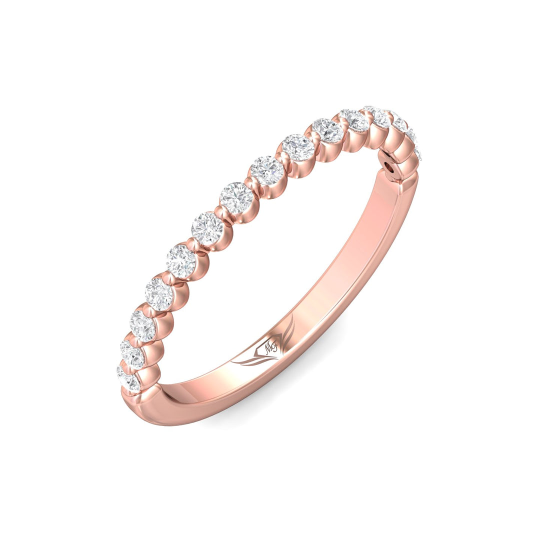 14K Gold Pink Channel/Shared Prong Wedding Band from the Channel/Shared Prong collection - DWBSP9-.35_14KP