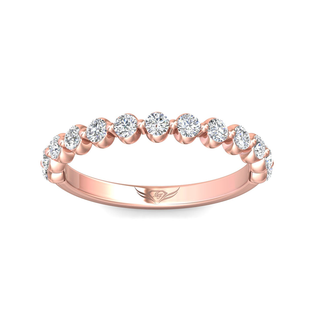 14K Gold Pink Channel/Shared Prong Wedding Band from the Channel/Shared Prong collection - DWBSP9-.50_14KP