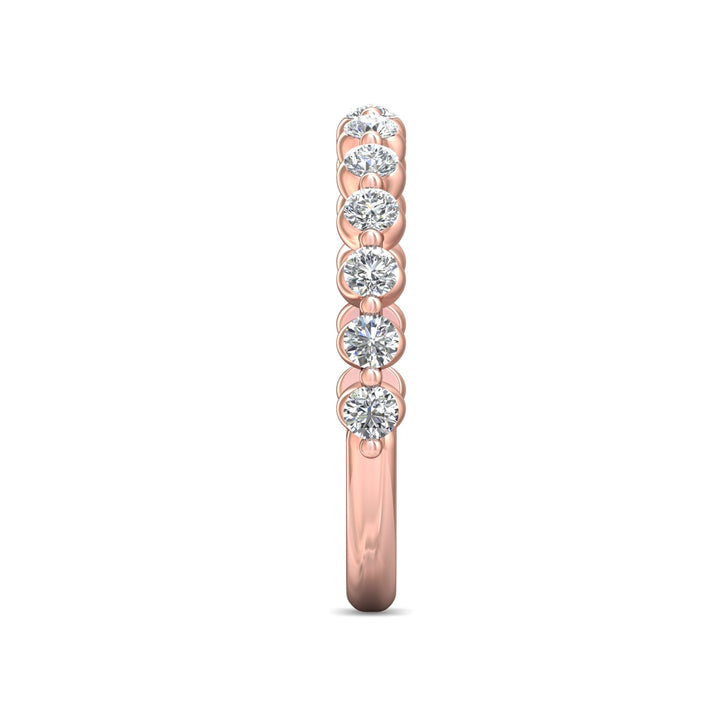 14K Gold Pink Channel/Shared Prong Wedding Band from the Channel/Shared Prong collection - DWBSP9-.50_14KP