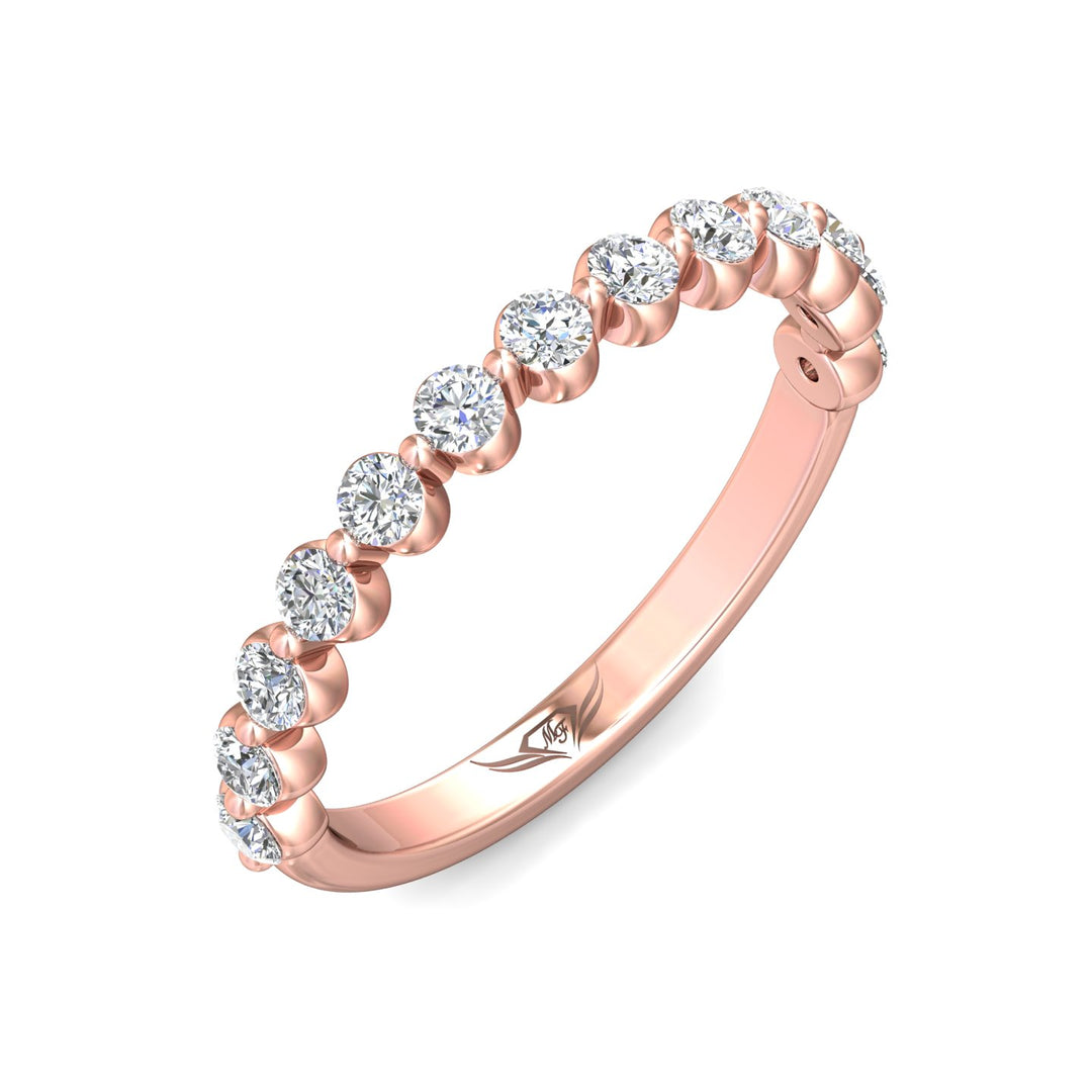 14K Gold Pink Channel/Shared Prong Wedding Band from the Channel/Shared Prong collection - DWBSP9-.50_14KP