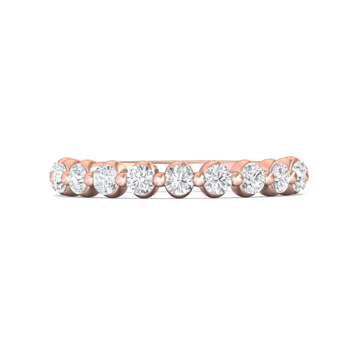 14K Gold Pink Channel/Shared Prong Wedding Band from the Channel/Shared Prong collection - DWBSP9-.75_14KP