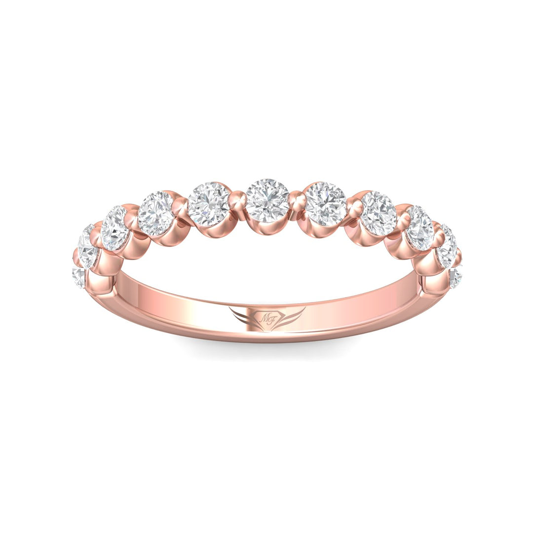 14K Gold Pink Channel/Shared Prong Wedding Band from the Channel/Shared Prong collection - DWBSP9-.75_14KP