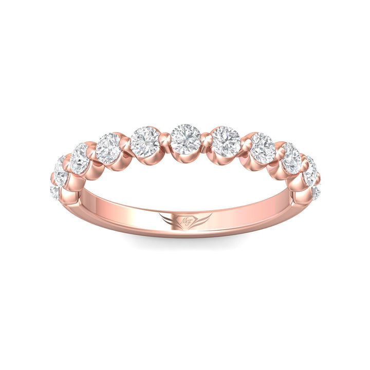 14K Gold Pink Channel/Shared Prong Wedding Band from the Channel/Shared Prong collection - DWBSP9-.75_14KP