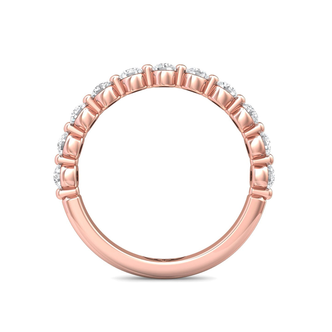 14K Gold Pink Channel/Shared Prong Wedding Band from the Channel/Shared Prong collection - DWBSP9-.75_14KP