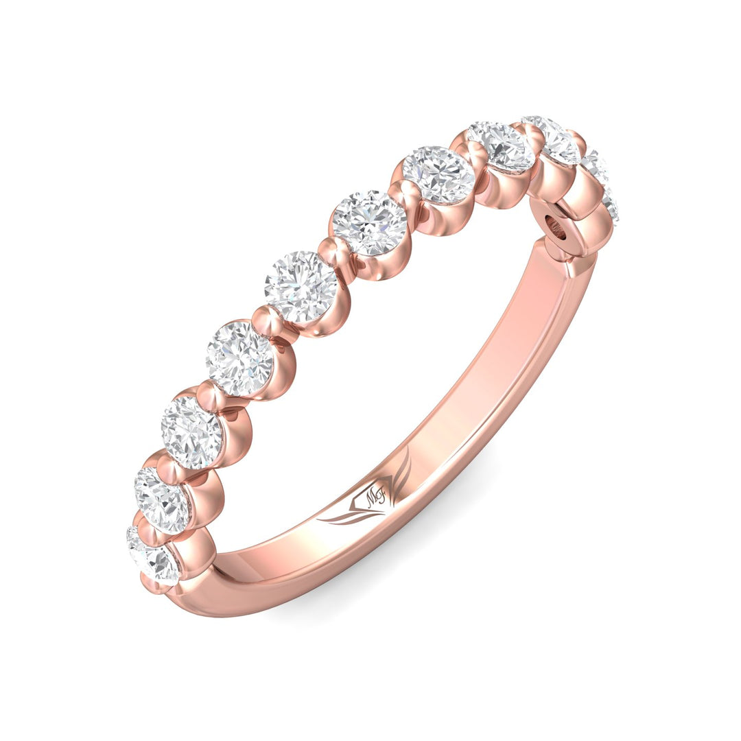 14K Gold Pink Channel/Shared Prong Wedding Band from the Channel/Shared Prong collection - DWBSP9-.75_14KP