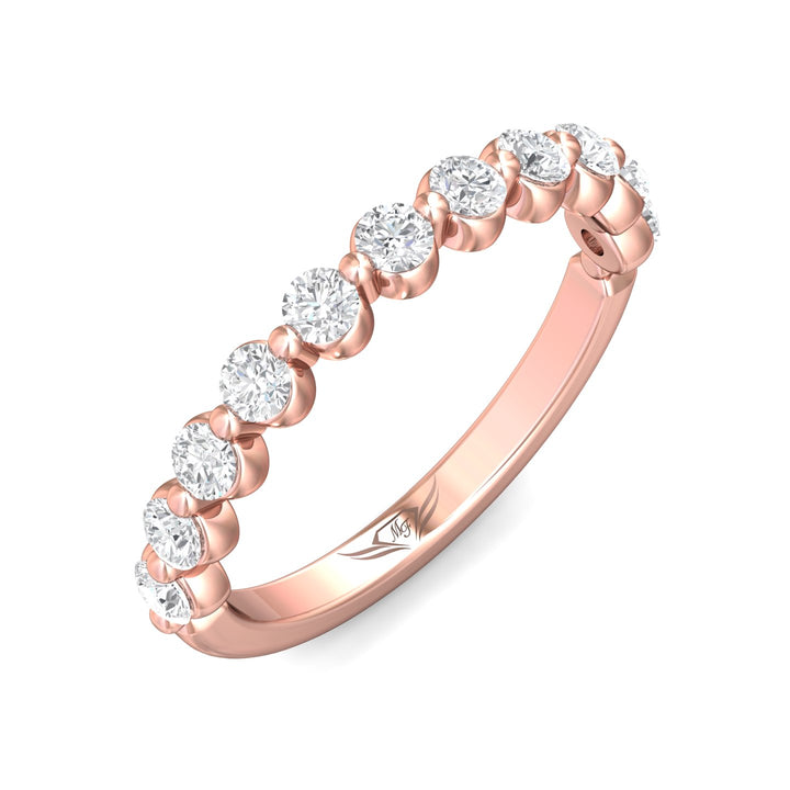 14K Gold Pink Channel/Shared Prong Wedding Band from the Channel/Shared Prong collection - DWBSP9-.75_14KP