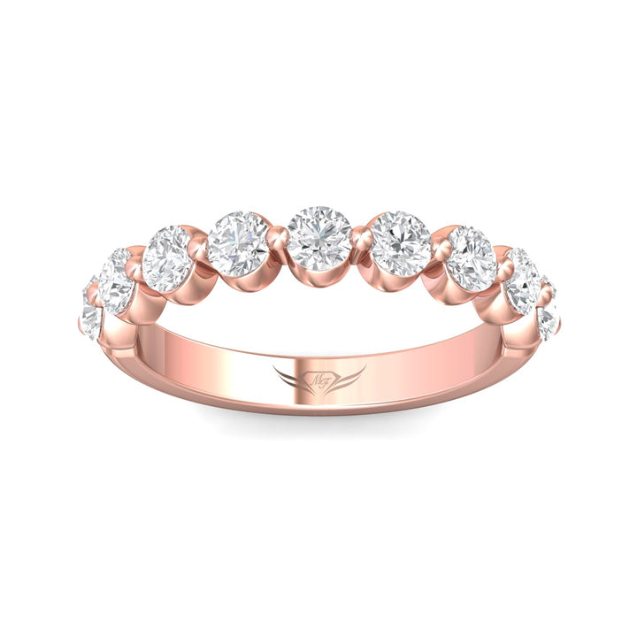 14K Gold Pink Channel/Shared Prong Wedding Band from the Channel/Shared Prong collection - DWBSP9-1.00_14KP