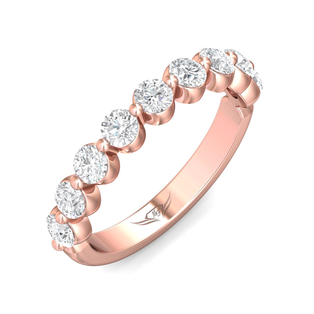 14K Gold Pink Channel/Shared Prong Wedding Band from the Channel/Shared Prong collection - DWBSP9-1.00_14KP