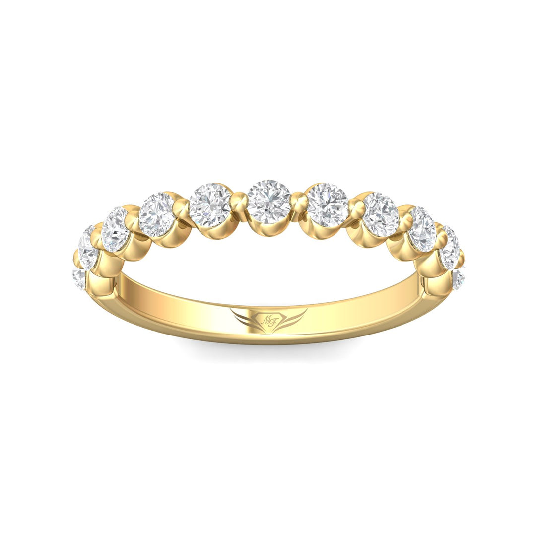 14K Gold Yellow Channel/Shared Prong Wedding Band from the Channel/Shared Prong collection - DWBSP9-.75_14KY