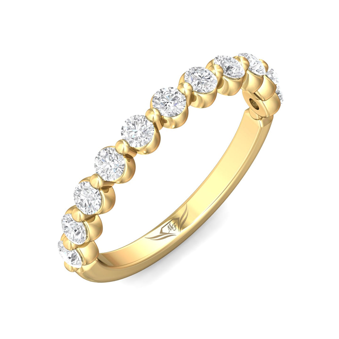 14K Gold Yellow Channel/Shared Prong Wedding Band from the Channel/Shared Prong collection - DWBSP9-.75_14KY