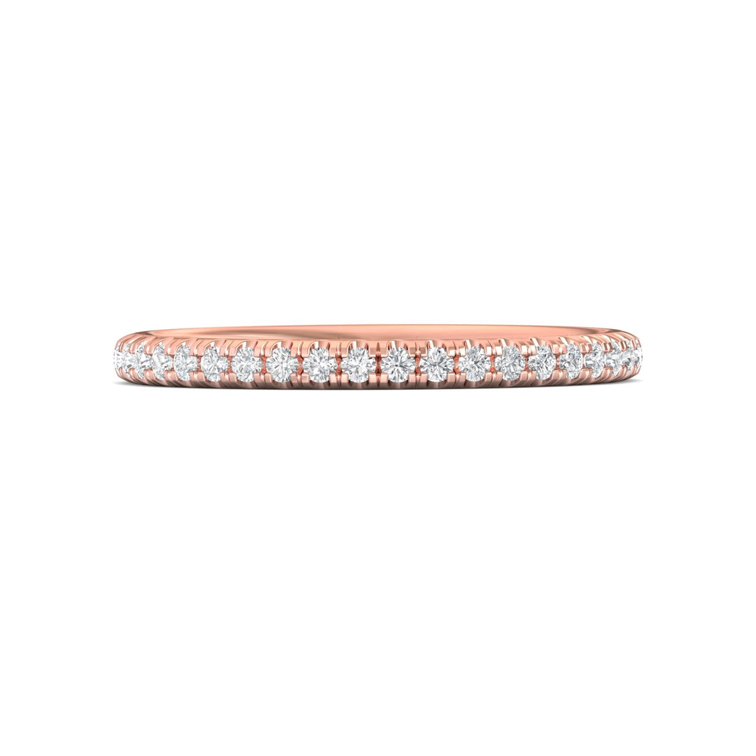 14K Gold Pink Micropave Wedding Band from the Micropave collection - DWBT04M_14KP