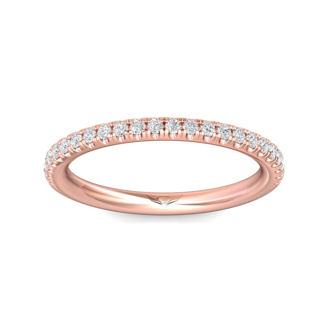 14K Gold Pink Micropave Wedding Band from the Micropave collection - DWBT04M_14KP