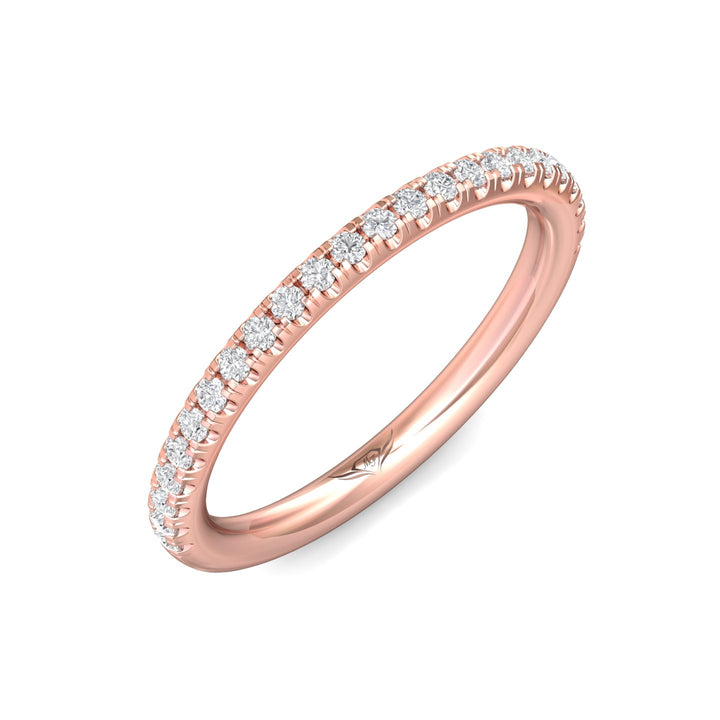 14K Gold Pink Micropave Wedding Band from the Micropave collection - DWBT04M_14KP