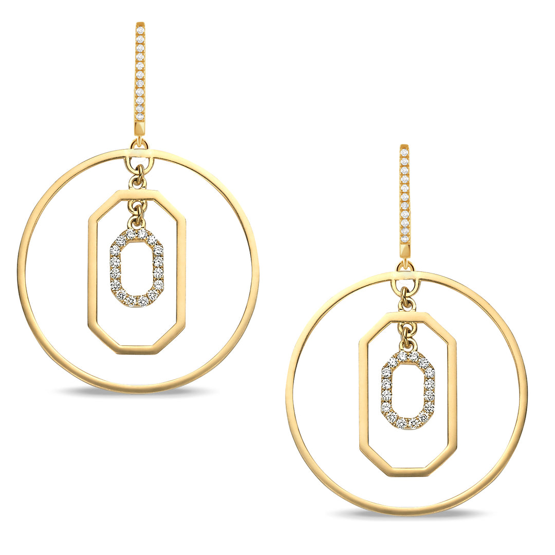 E9832-1-18K YELLOW GOLD DIAMOND EARRING IN SATIN FINISH