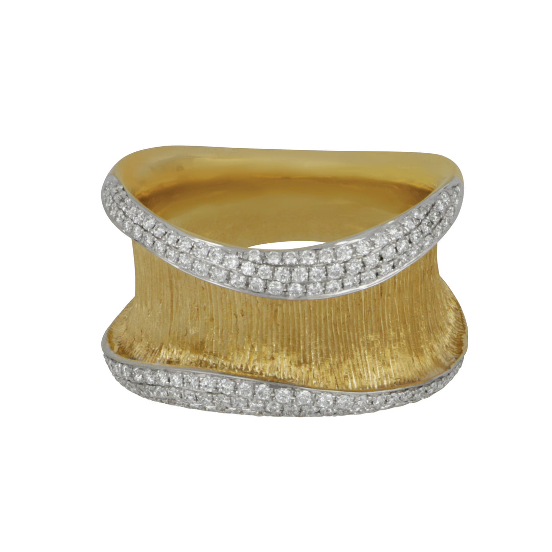 18k Yellow Gold Wave with finish Ring D=.45TW Ring Size 6