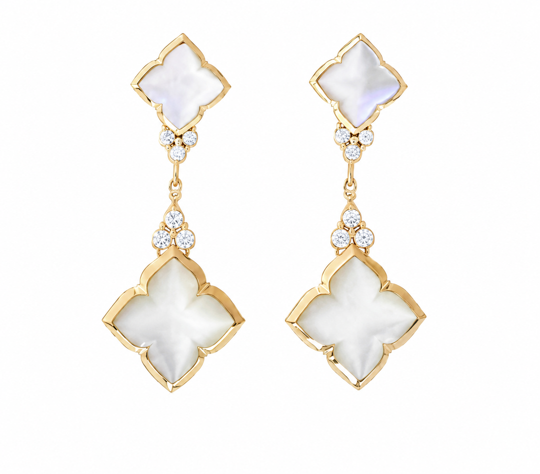 Kabana 14K Yellow Gold White Mother-of-Pearl 0.16 ctw Diamond Drop Earrings