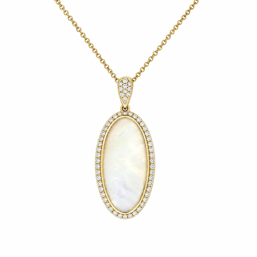 Kabana 14K Yellow Gold White Mother-of-Pearl 0.40 ctw Diamond Pendant, 18"
