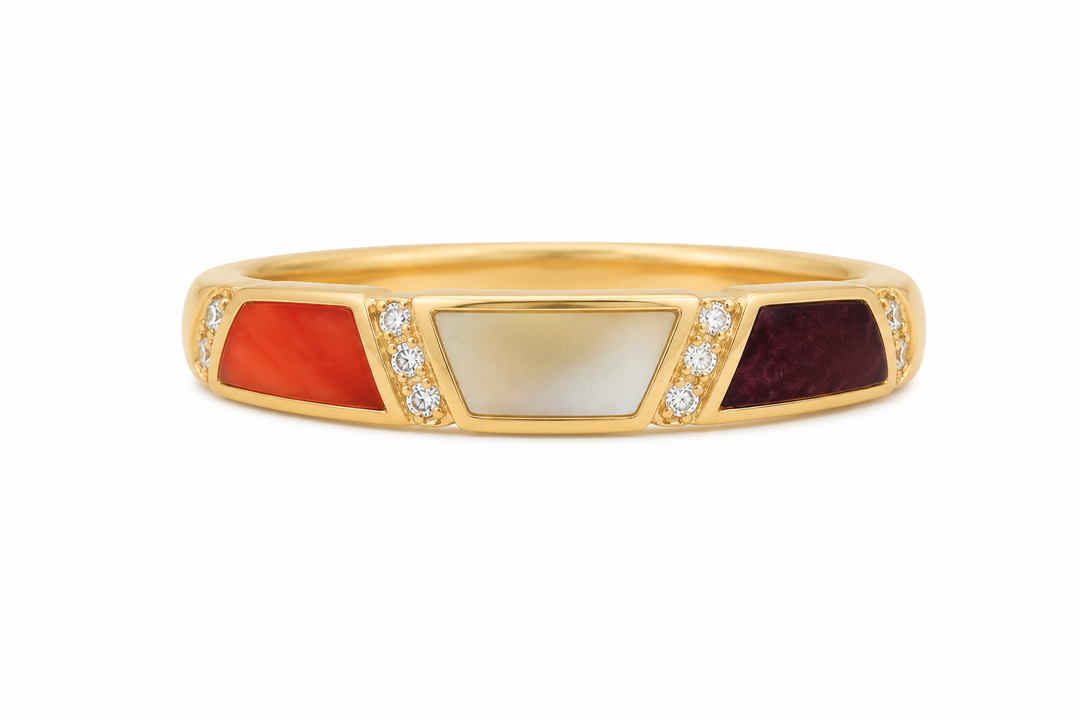 Kabana 14K Yellow Gold Spiny Oyster 0.12 ctw Diamond Ring, Size 7