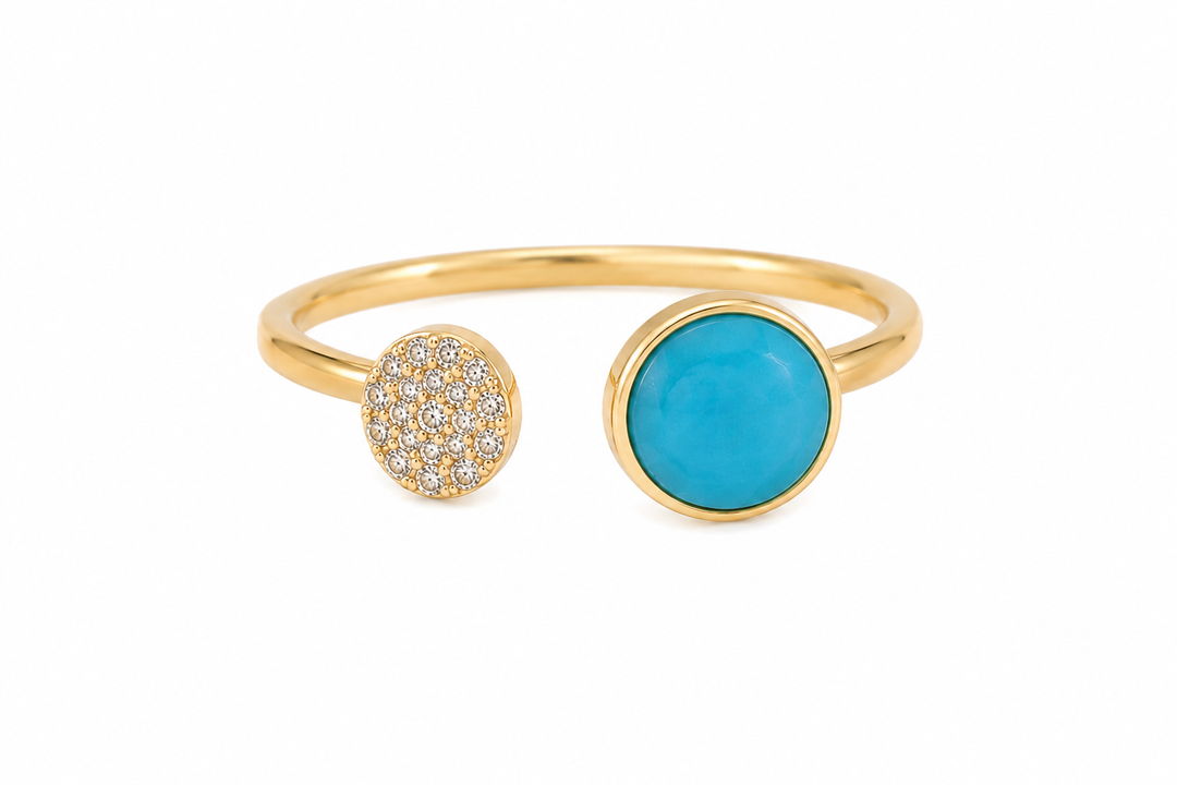 Kabana 14K Yellow Gold Turquoise 0.18 ctw Diamond Ring, Size 7