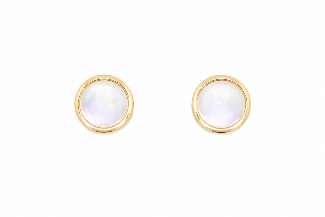 Kabana 14K Yellow Gold White Mother-of-Pearl Stud Earrings