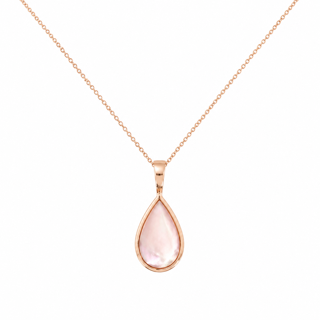 Kabana 14K Rose Gold Pink Mother-of-Pearl Pendant, 18"