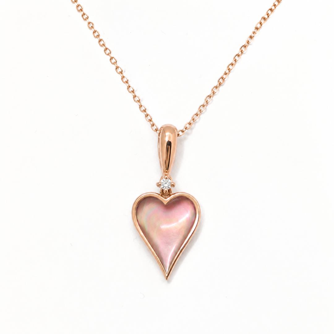 Kabana 14K Rose Gold Pink Mother-of-Pearl 0.03 ctw Diamond Pendant, 18"