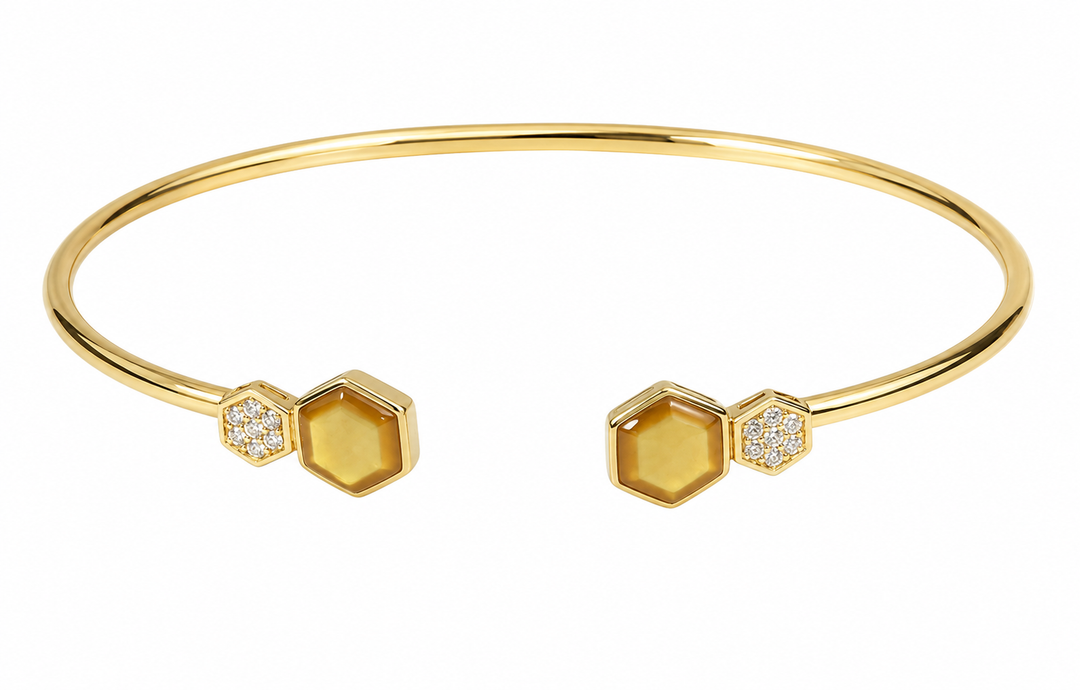 Kabana 14K Yellow Gold Yellow Mother-of-Pearl 0.11 ctw Diamond Bangle Bracelet
